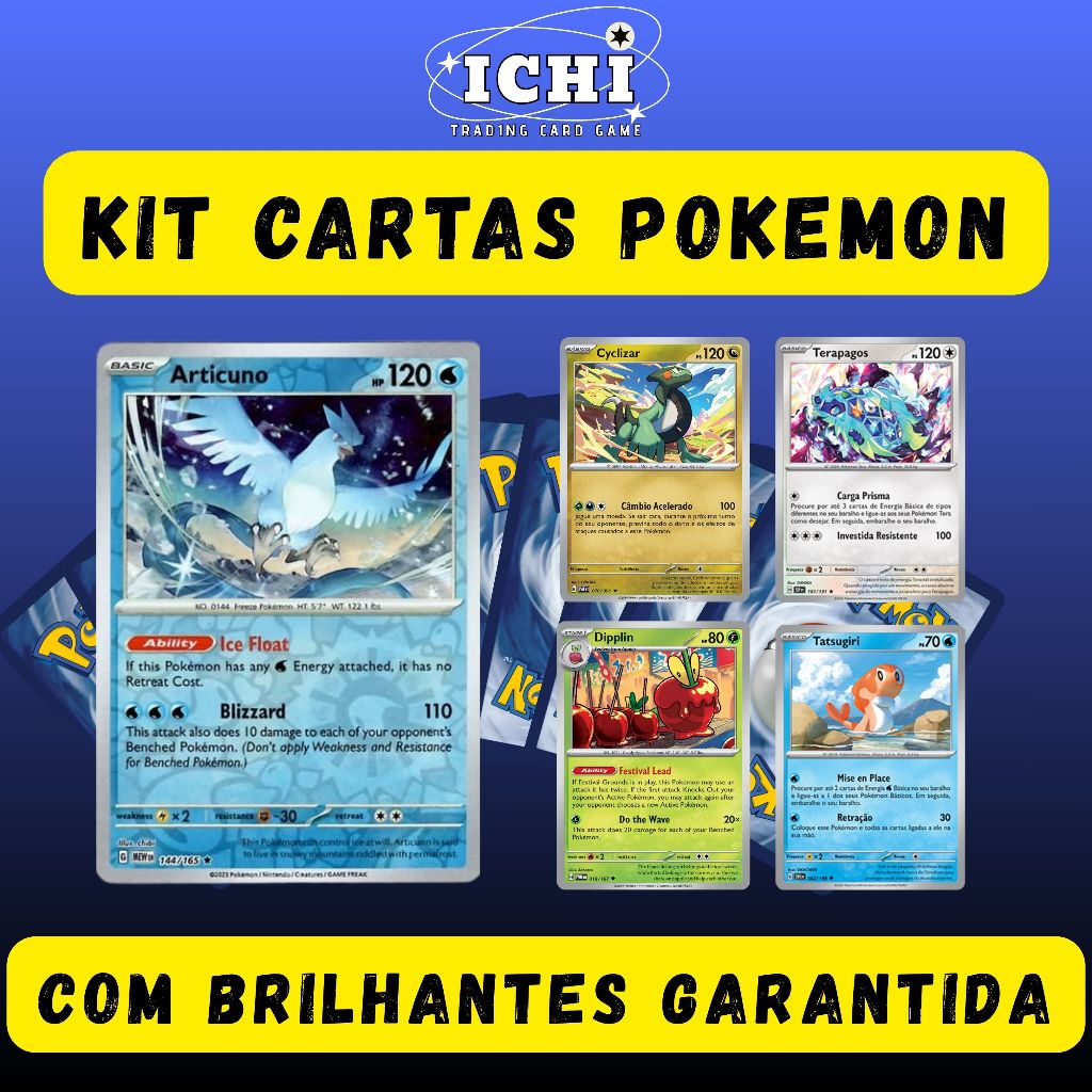 Lote de Cartas Pokémon Original com 20, 50 ou 100 | Brilhante Garantida | Sem Repetições