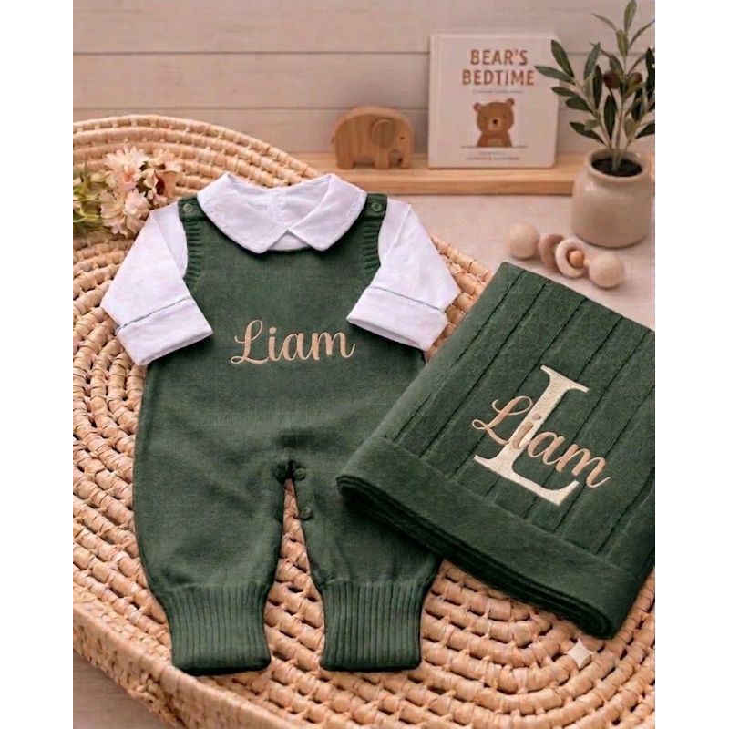 Saída Maternidade + Manta personalizada Tricot Luxo!