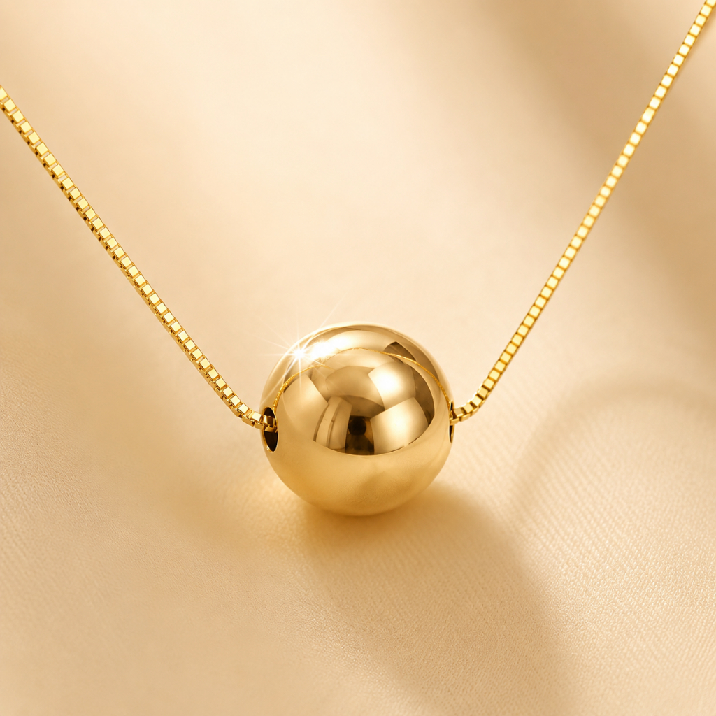 Colar Bola Lisa Feminino Esfera Minimalista Corrente Delicada Banhado Ouro 18K Prata