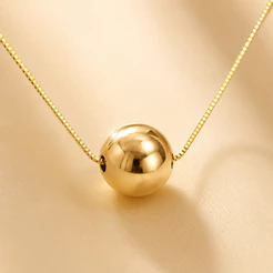 Colar Bola Lisa Feminino Esfera Minimalista Corrente Delicada Banhado Ouro 18K Prata