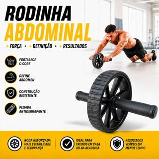 Roda Abdominal Reforçada Desmontável Rolo Exercício Lombar Treino Funcional Fitness Academia Abdomên