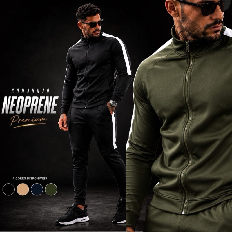 Conjunto Masculino Flanelado Poliéster Moletom Casaco + Calça Esportivo Academy De Inverno Verão Confortável Premium