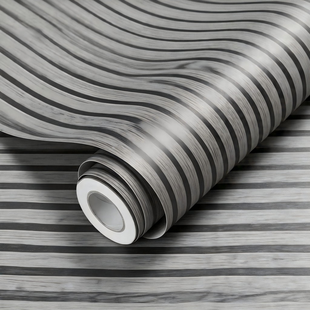 Papel de Parede Ripado Cinza Claro para Decoração, Envelopamento