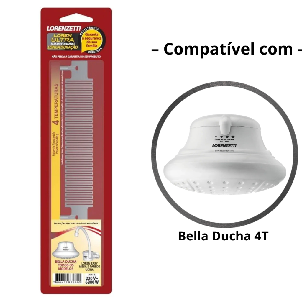 Resistencia Bella Ducha Ultra 4t 6800w 220v Lorenzetti