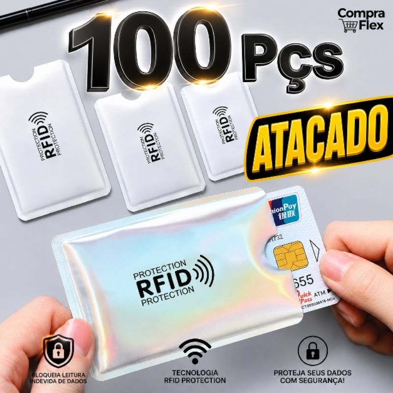 100 Pçs Porta Cartão Prata Anti-furto Capa Proteção Aproximação Contactless RFID NFC Atacado