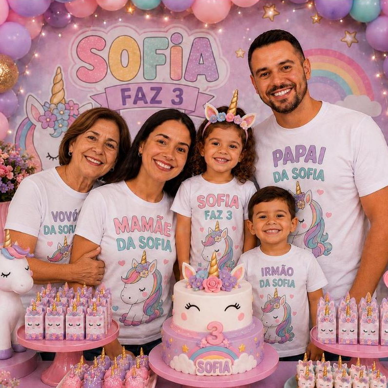 KIT 5 CAMISETQAS PERSONALIZADAS E EXCLUSIVAS PARA SUA FESTA FAZEMOS TODOS OS TEMAS- COLOCAMOS FOTOS E FRASES