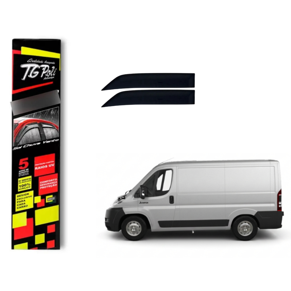 Calha de Chuva Fiat Ducato 1997 a 2017 2 Portas TG Poli Defletor Protetor Janelas Fumê
