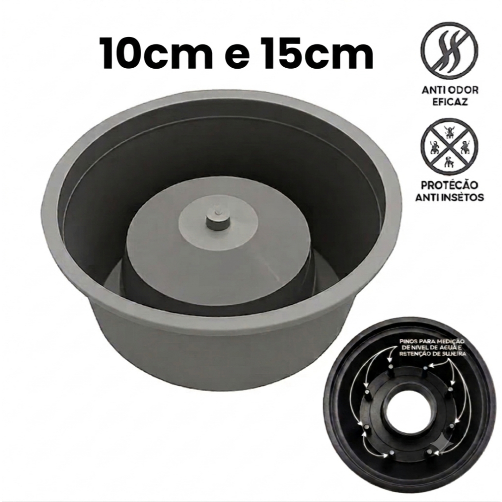 Adaptador Ralo Mau Cheiro Modelo de 10cm Porta Ralos Grelhas Odor Banheiro Evita Mau Cheiro