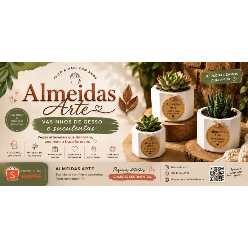 Kit 20 Vasinhos de Gesso para Suculentas  Lembrancinhas Personalizadas Casamento, Aniversário e Decoração