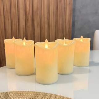 Kit 6 Velas Led Cera Escorre Eletronica Decoração Chama Viva