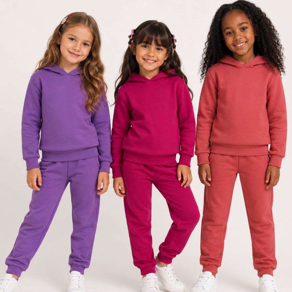 Conjunto Moletom Infantil Menina com Capuz Flanelado | Roupa Infantil Menina | Conjunto Menina Inverno |