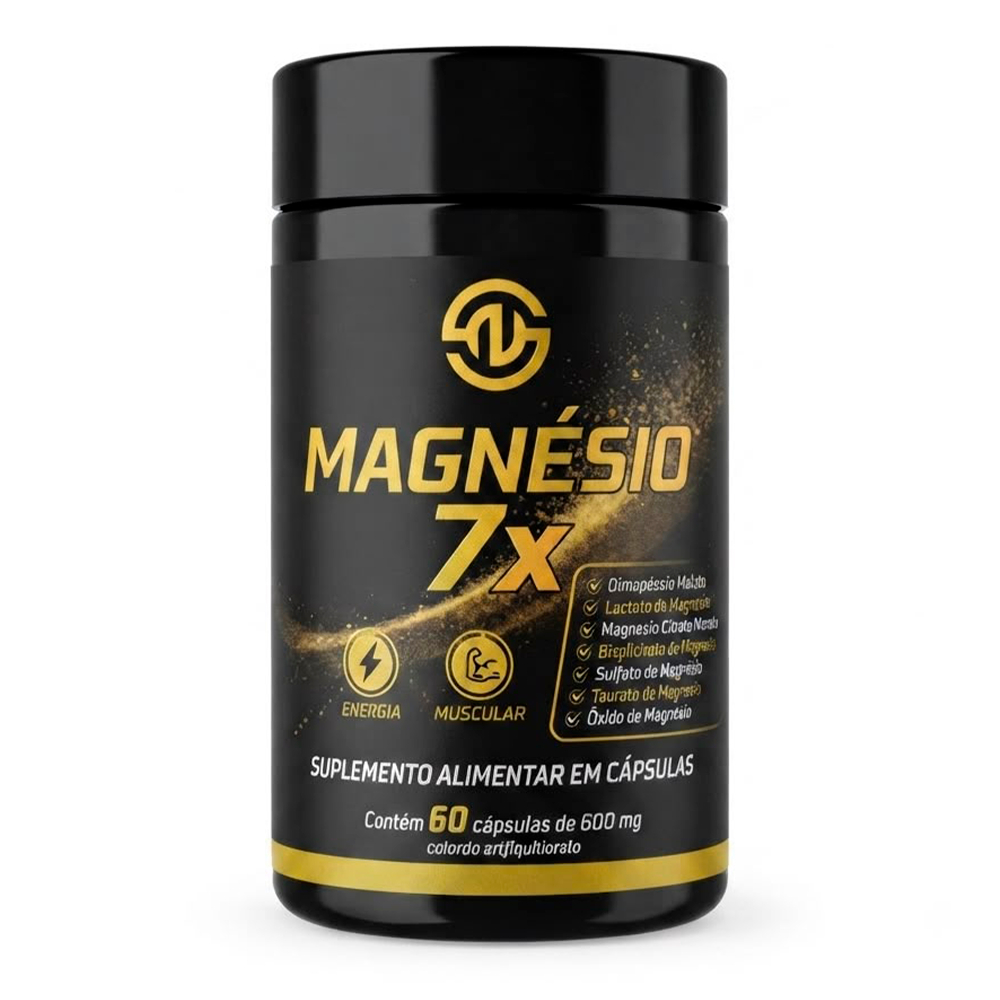 Suplemento de Magnésio 7x em Cápsulas 600mg 60cps Strong Now Labs