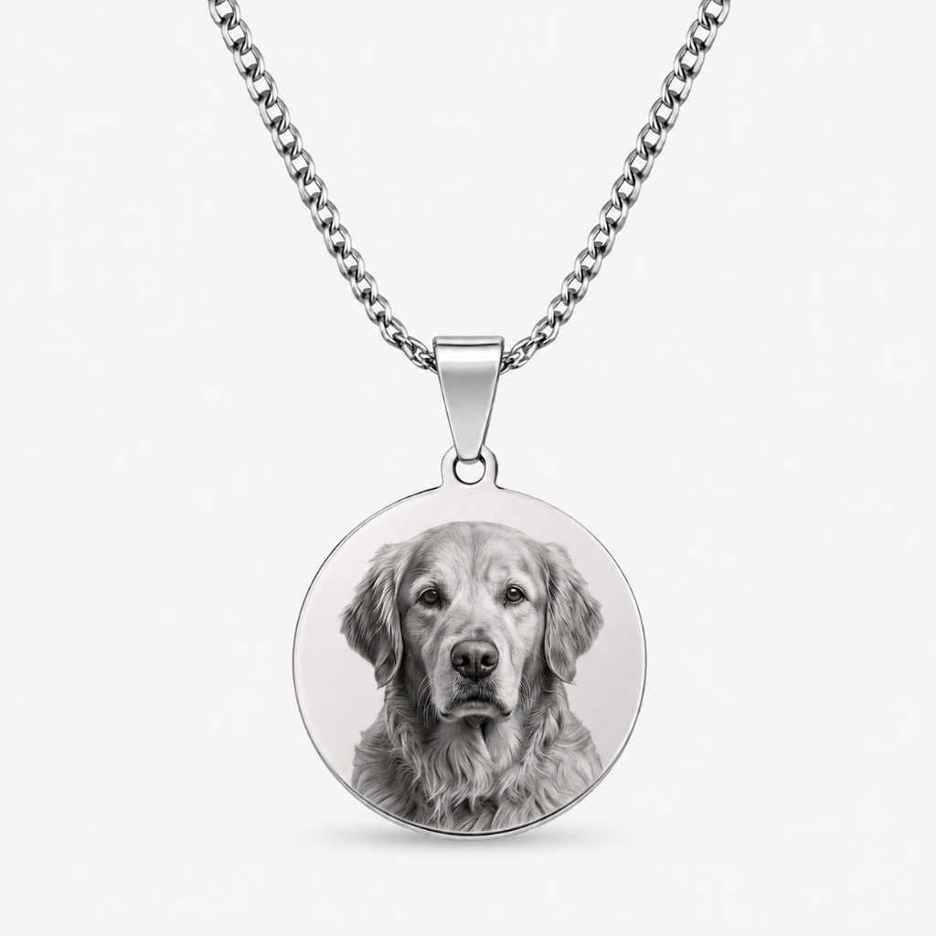 Colar Cordão Corrente Aço Inoxidável Personalizado foto Lembrança Pet animal  Masculino Feminino