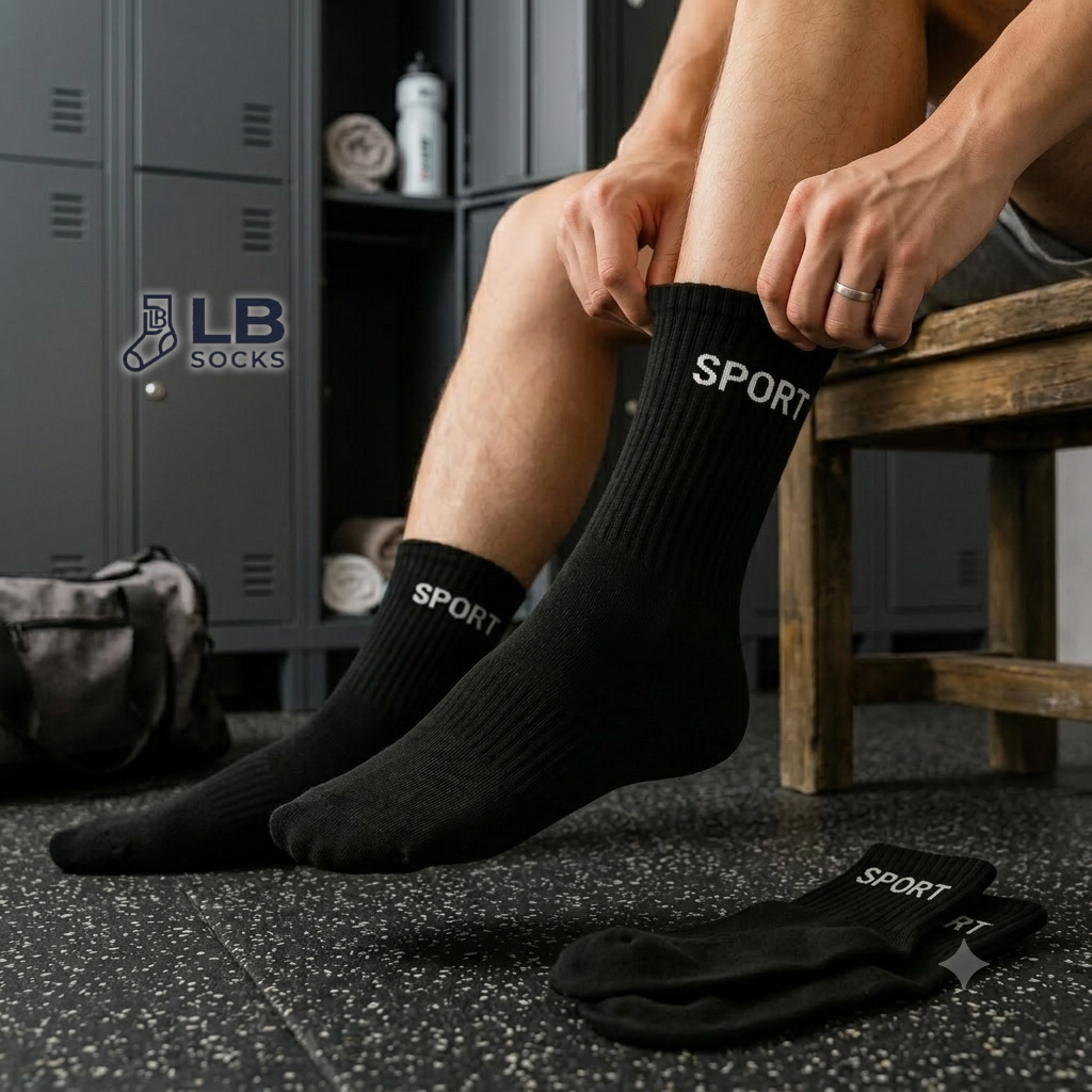 Kit até 24 Pares Meia Cano Alto/Longo Algodão Masculina SPORT Cor Preta — imagem 2 de 2