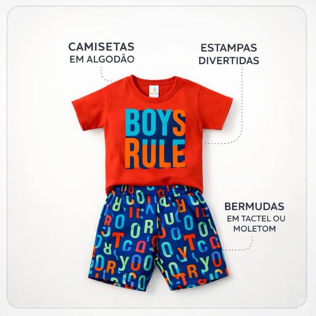 Conjunto Infantil Menino Verão do 1 ao 8 dia a dia-confortavel ESTAMPA SORTIDA