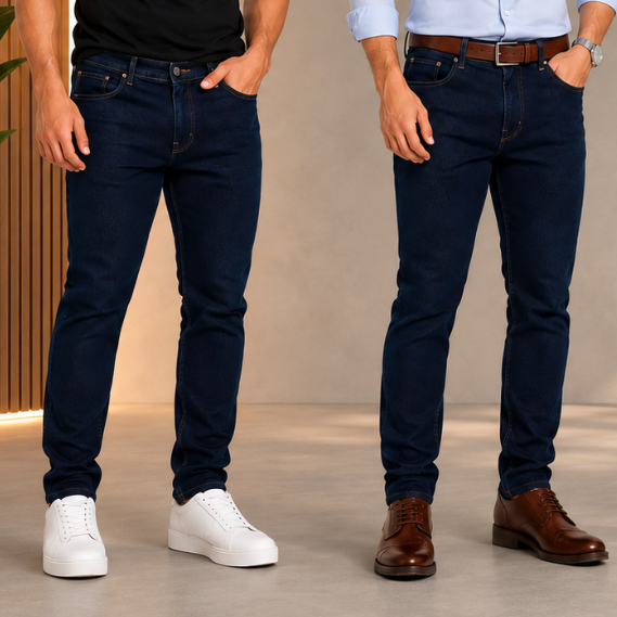 Kit Com 2 Calças Masculinas Jeans Lycra Com Elastano Tradicional Passeio Preço Promocional