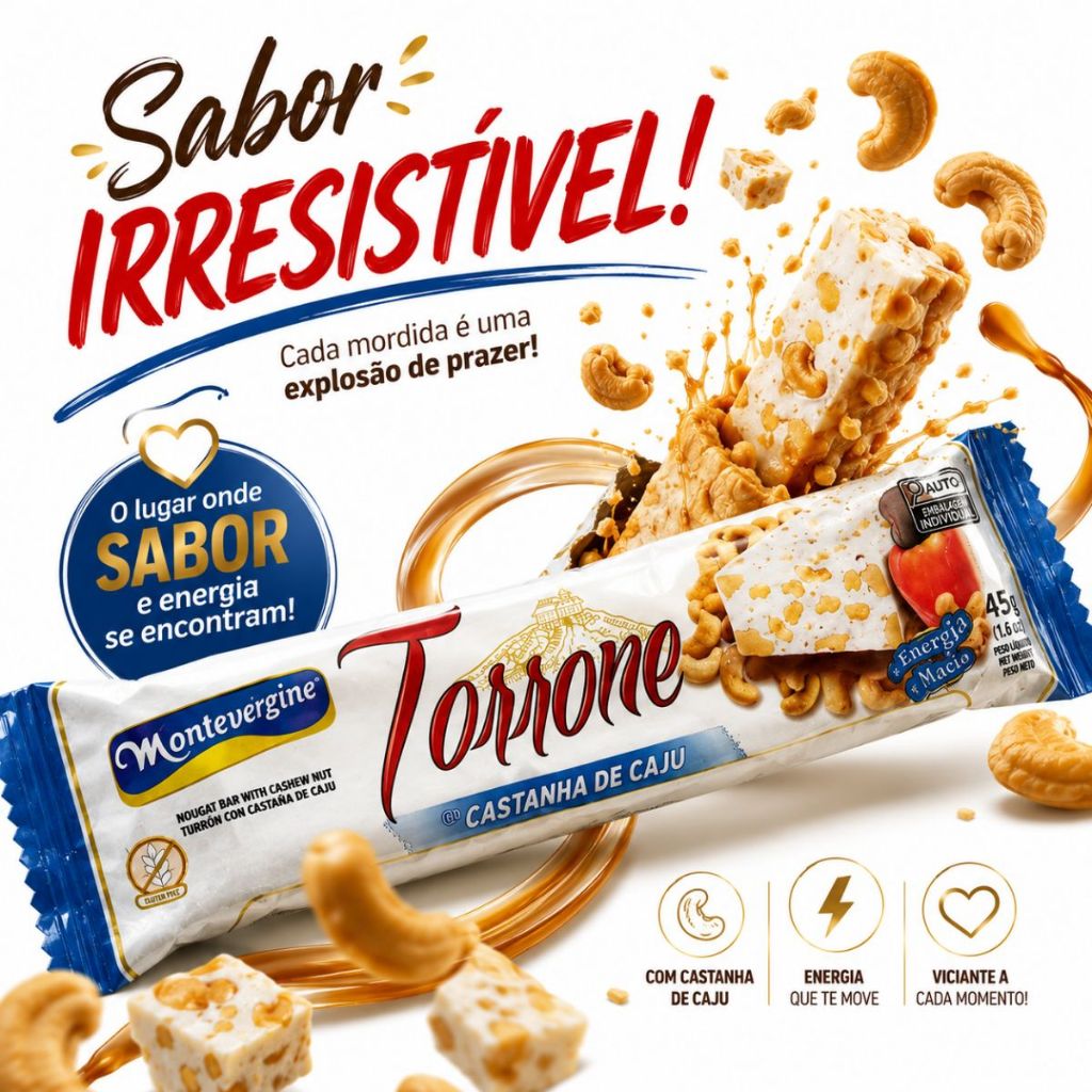Kit 12 Torrone Castanha de Caju 45g Montevérgine — imagem 2 de 2