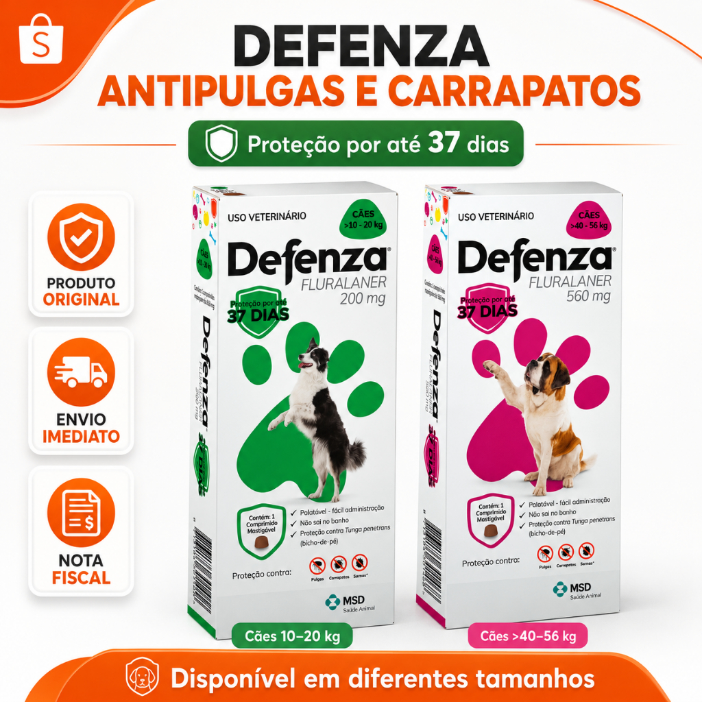 Antipulgas e Carrapatos Defenza MSD para Cães – Proteção por até 37 Dias