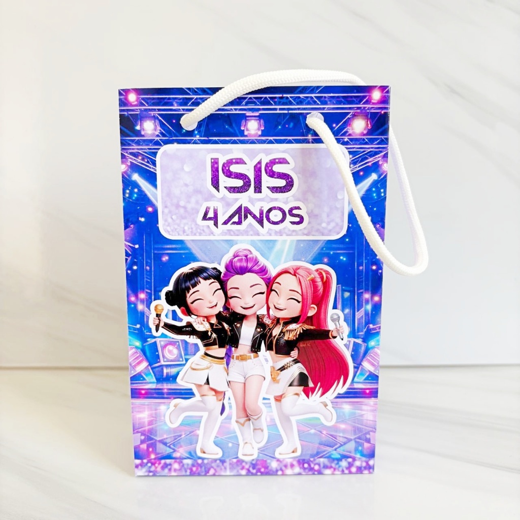Sacolinha para Lembrancinha Guerreiras do K-pop Personalizado Lembrancinha Festa Infantil Aniversário