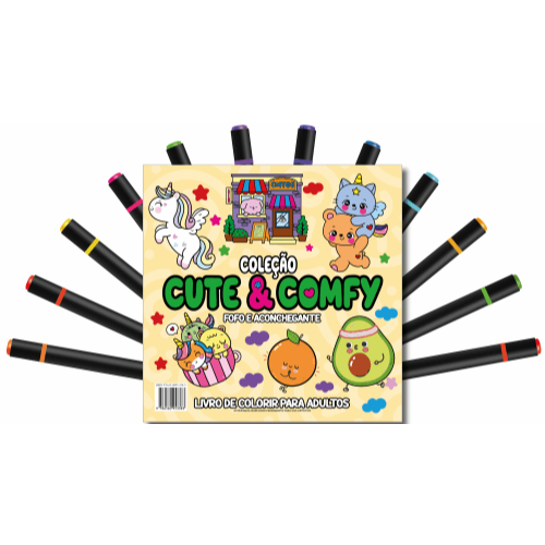 CUTE & COMFY COLORING BOOK FOR ADULTS - FOFO E ACONCHEGANTE - LIVRO DE COLORIR ADULTO