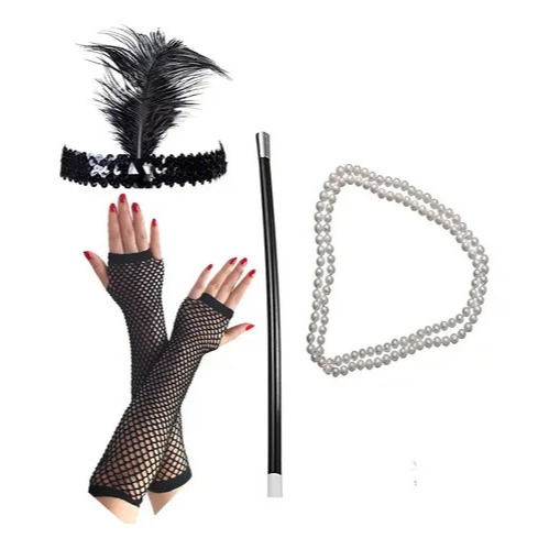 Kit Fantasia Cabaré Melindrosa C/ 4 Pçs