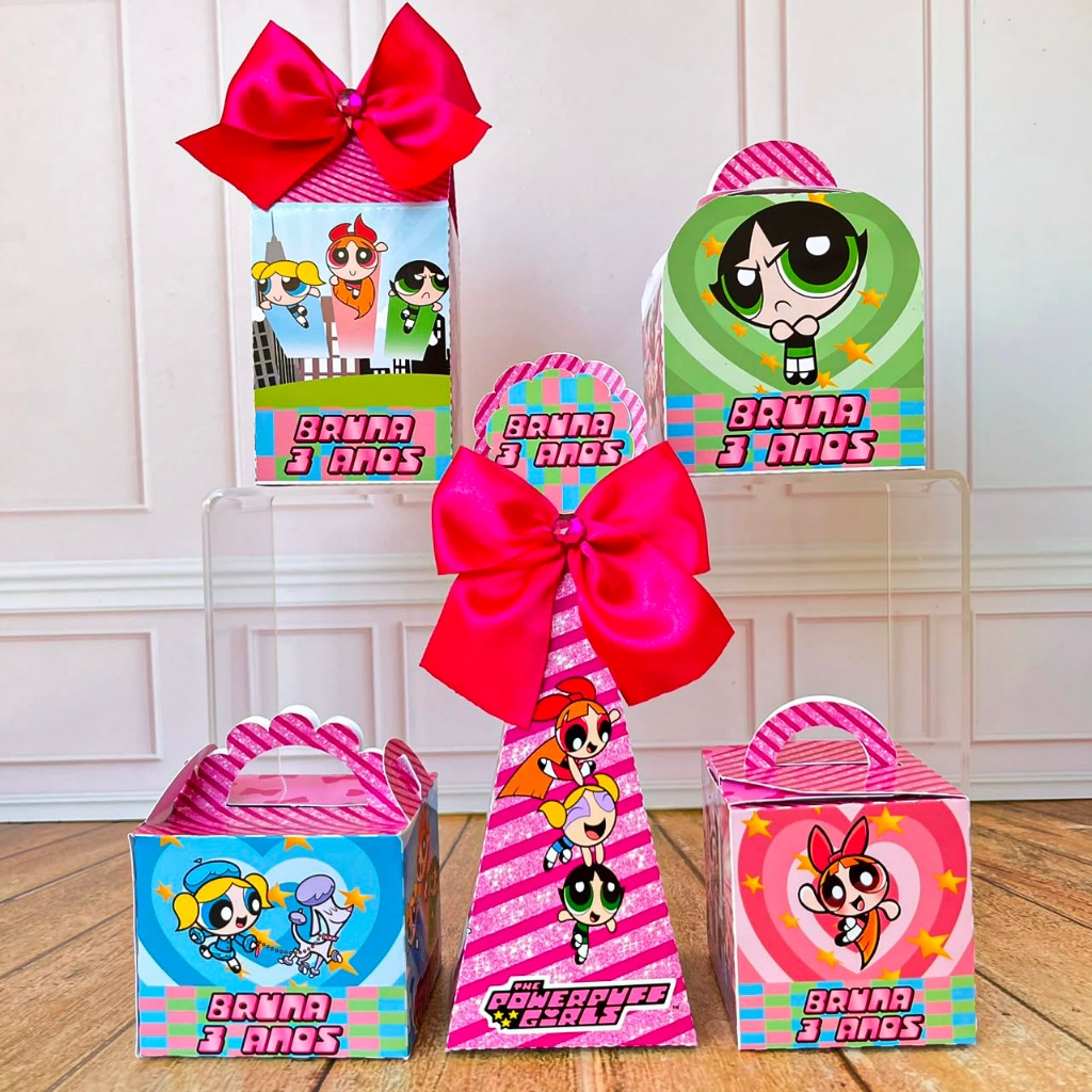 Kit Caixinhas Personalizadas Tema Meninas Super Poderosas+ BRINDE| Lembrancinhas para Festa e Aniversário
