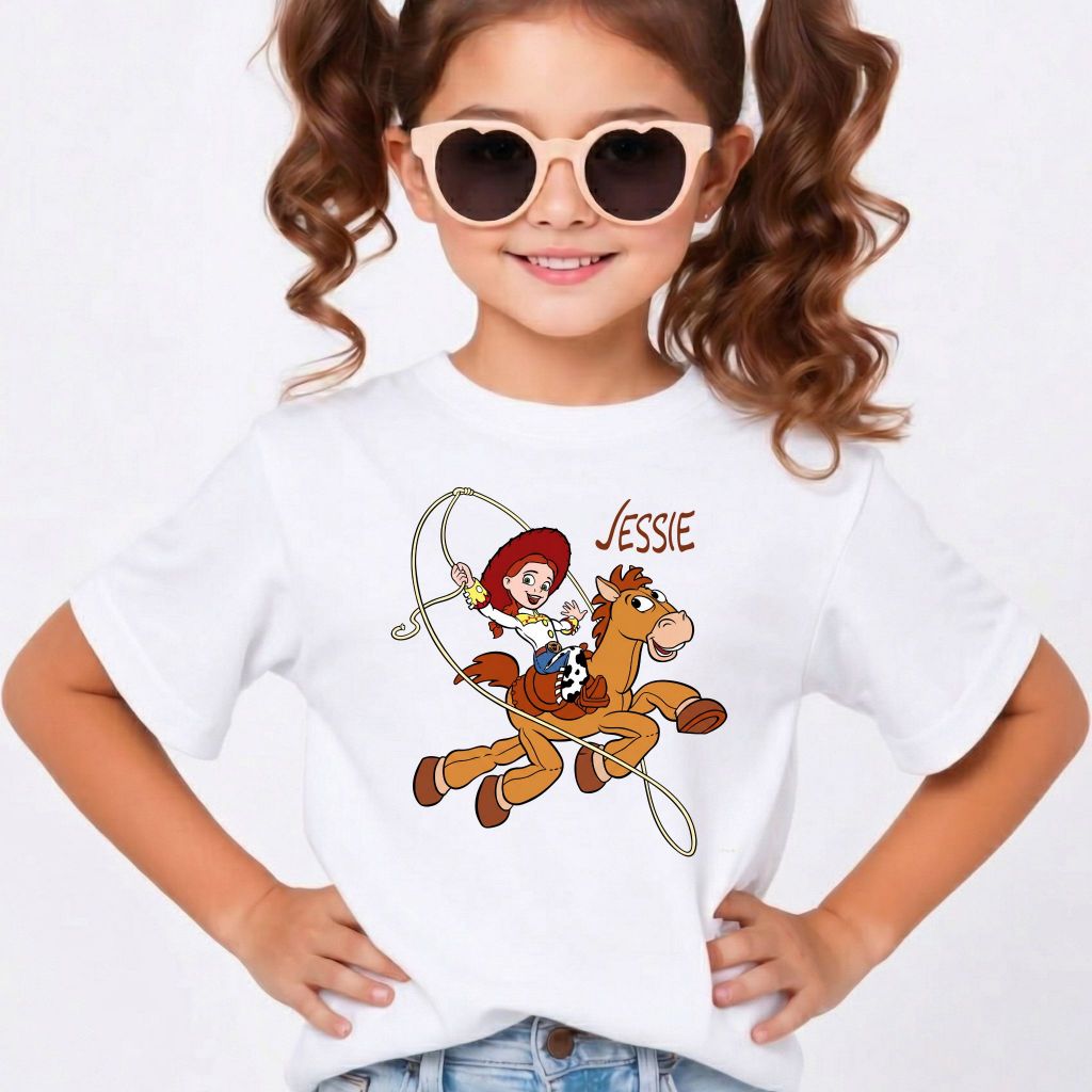 Camiseta Infantil Menina Desenho Toy Story Jessie Algodão 100% Premium Blusa Juvenil Confortável