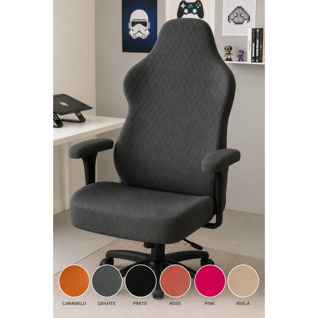 Capa Protetora Para Cadeira Gamer Luxo Matelada Ajustável Antipoeira Várias Cores Encaixe Perfeito Escritório