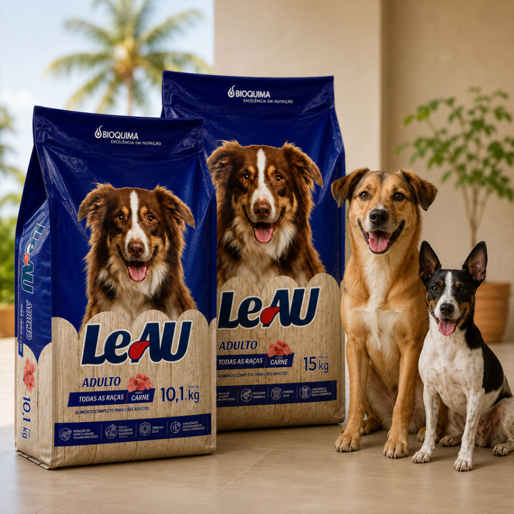 Ração Leau Dog Adulto 10kg e 15kg Todas as Raças Sabor Carne 18% Proteína