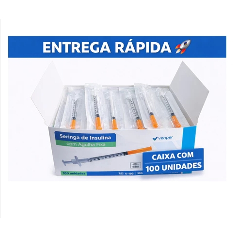 Seringa Insulina 1ml 8x0,30 Agulha Fixa - 100 Unidades Kits com 50 e 100und — imagem 2 de 2