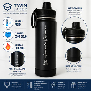Garrafa Térmica Personalizada 600ML Inox Parede Dupla - Ideal para Academia Trabalho Viagens Presentes