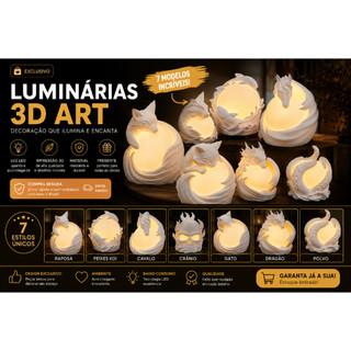 Luminária LED Decorativa – Dragão, Raposa, Gato, Cavalo, Polvo e Mais