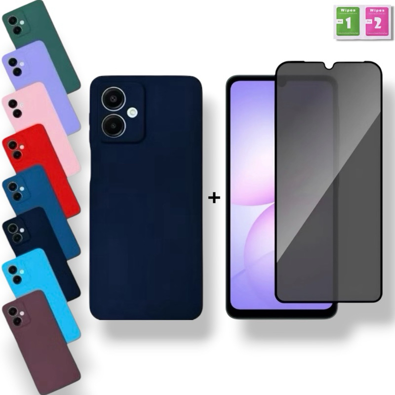 Capa + Película Privacidade Galaxy A07 4G\5G Capinha Aveludada Anti Impacto Samsung Proteção Premium
