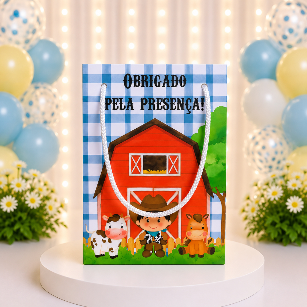 Sacolinha Surpresa Lembrancinha Personalizada Fazendinha Menino - MONTE EM CASA