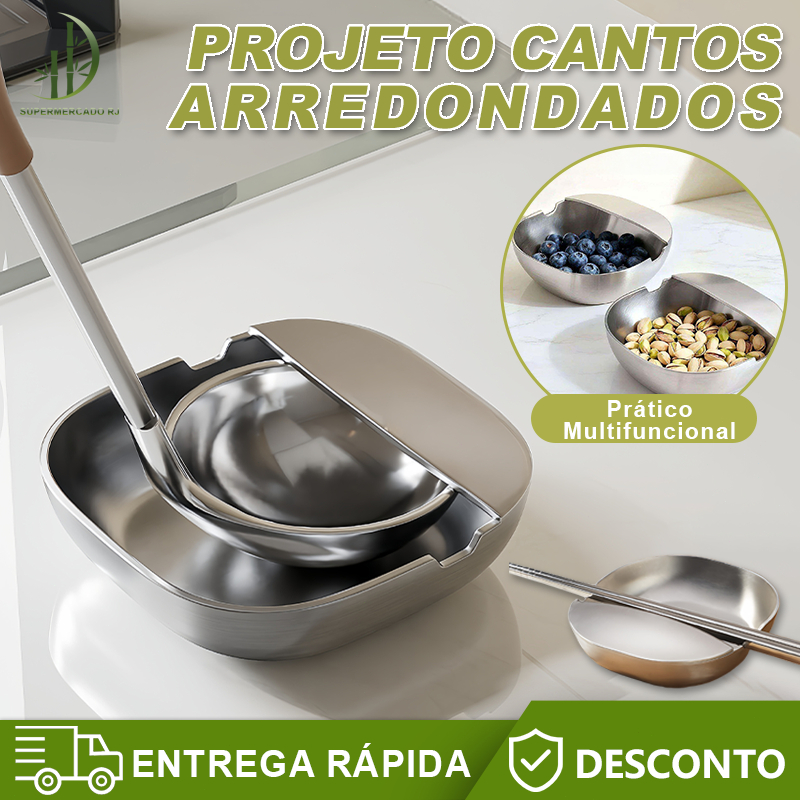 Apoio Para Talheres Em Aço Inox Suporte Descanso De Utensílios Para Cozinha Bancada Pia, Evite Sujar a Bancada