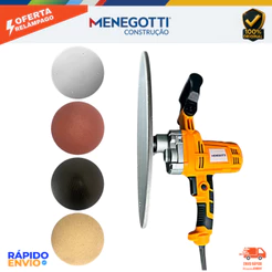 Desempenadeira Elétrica 1200W Menegotti + Disco de Ferro para Acabamentos de Reboco para Pedreiros