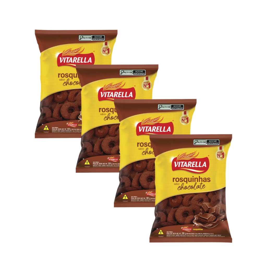 Kit 4un Rosquinha Vitarella Sabor Chocolate Granel 300g