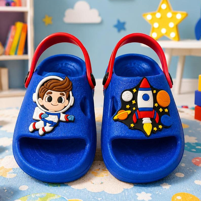 Chinelo Infantil Masculino Astronauta Foguete | Com Correia, Super Macio, Antiderrapante e Confortável