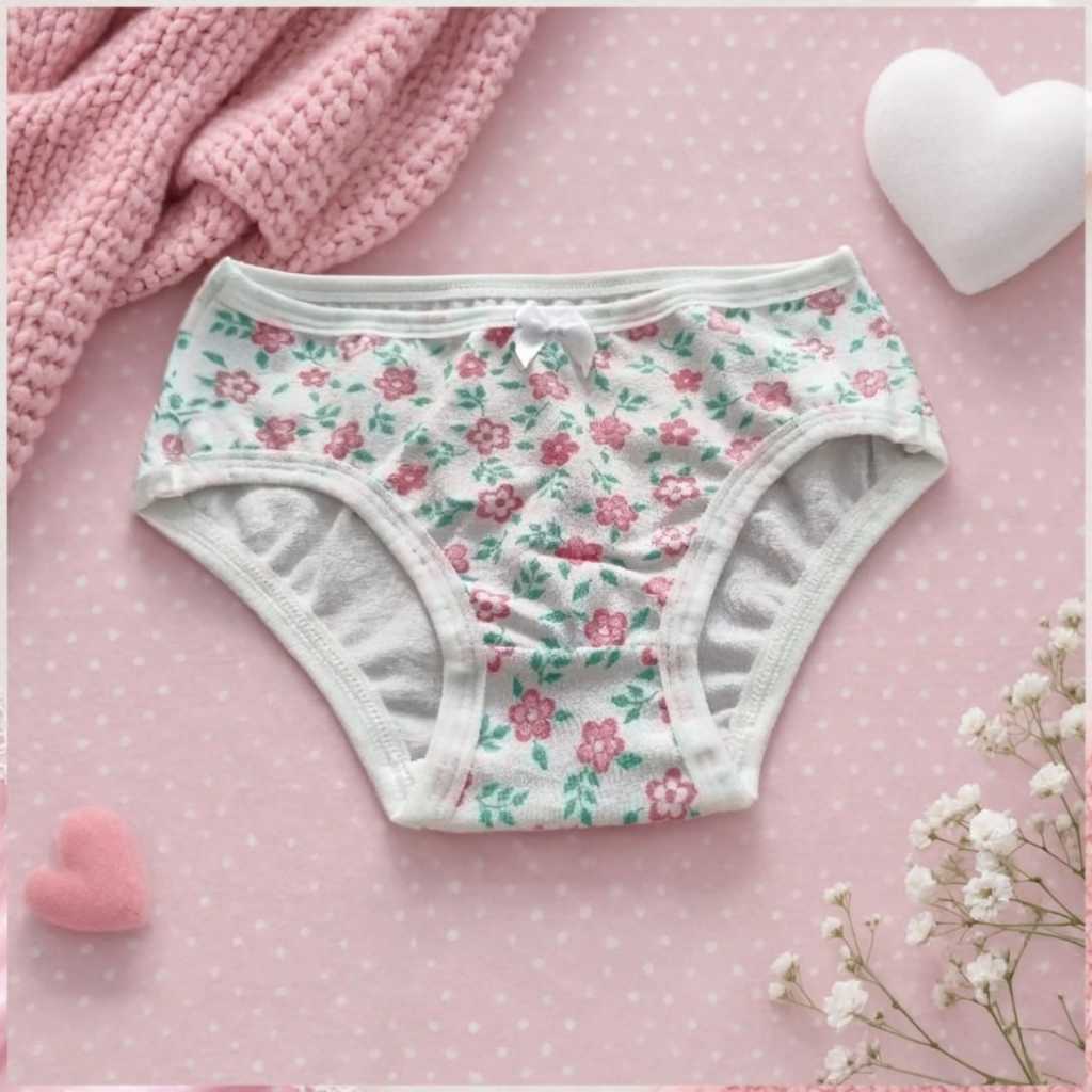 Calcinha Infantil Feminina Algodão Confortável Estampada Menina Com Lacinho