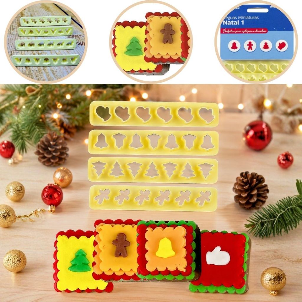 CORTADOR KIT RÉGUAS MINIATURAS NATAL 1 -4 PEÇAS (BLUE STAR) (CHOCO)