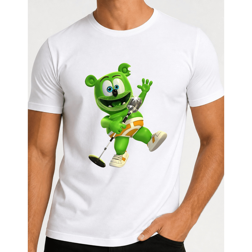 Camiseta Adulta Estampada Personagem Gummy Bear 100% Algodão Confortável de Alta Qualidade