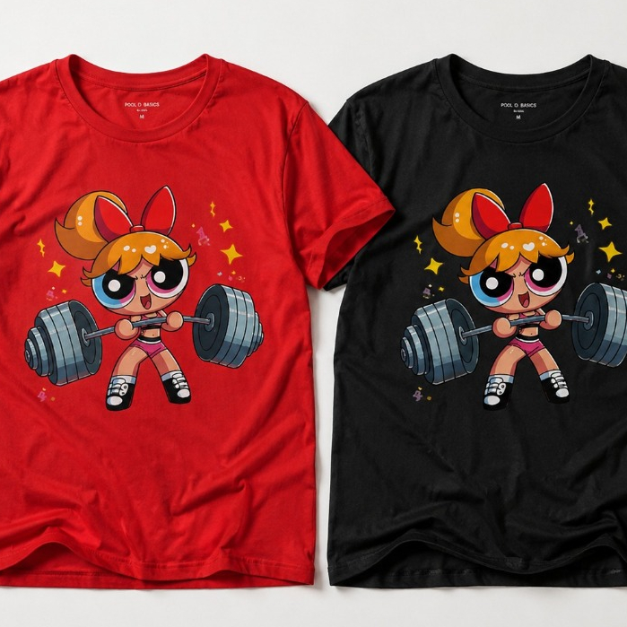 Camiseta Estampada Feminina Florzinha Camiseta Slim 100% Algodão Estampa Meninas Super Poderosas Ideal Academia