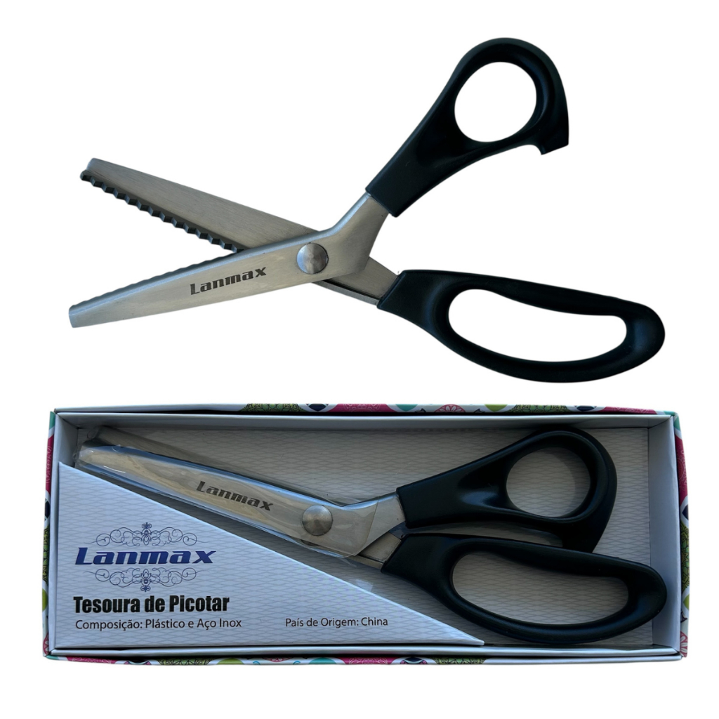 TESOURA PICOTAR CORTE EM ZIG ZAG PROFISSIONAL LANMAX PARA TECIDOS /COURO /EVA /FELTRO /SCRAP