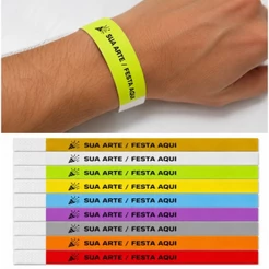 1000 Pulseiras de Identificação Personalizadas Festas Casamentos Shows Cores Neon Vibrantes