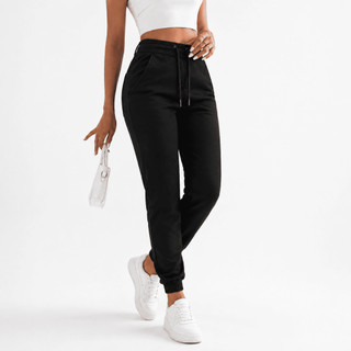 Calça Jogger Feminina Premium com Elastano, Punho, Bolsos, Cintura Alta, Confortável, Moda Casual, Fitness, Academia, Di
