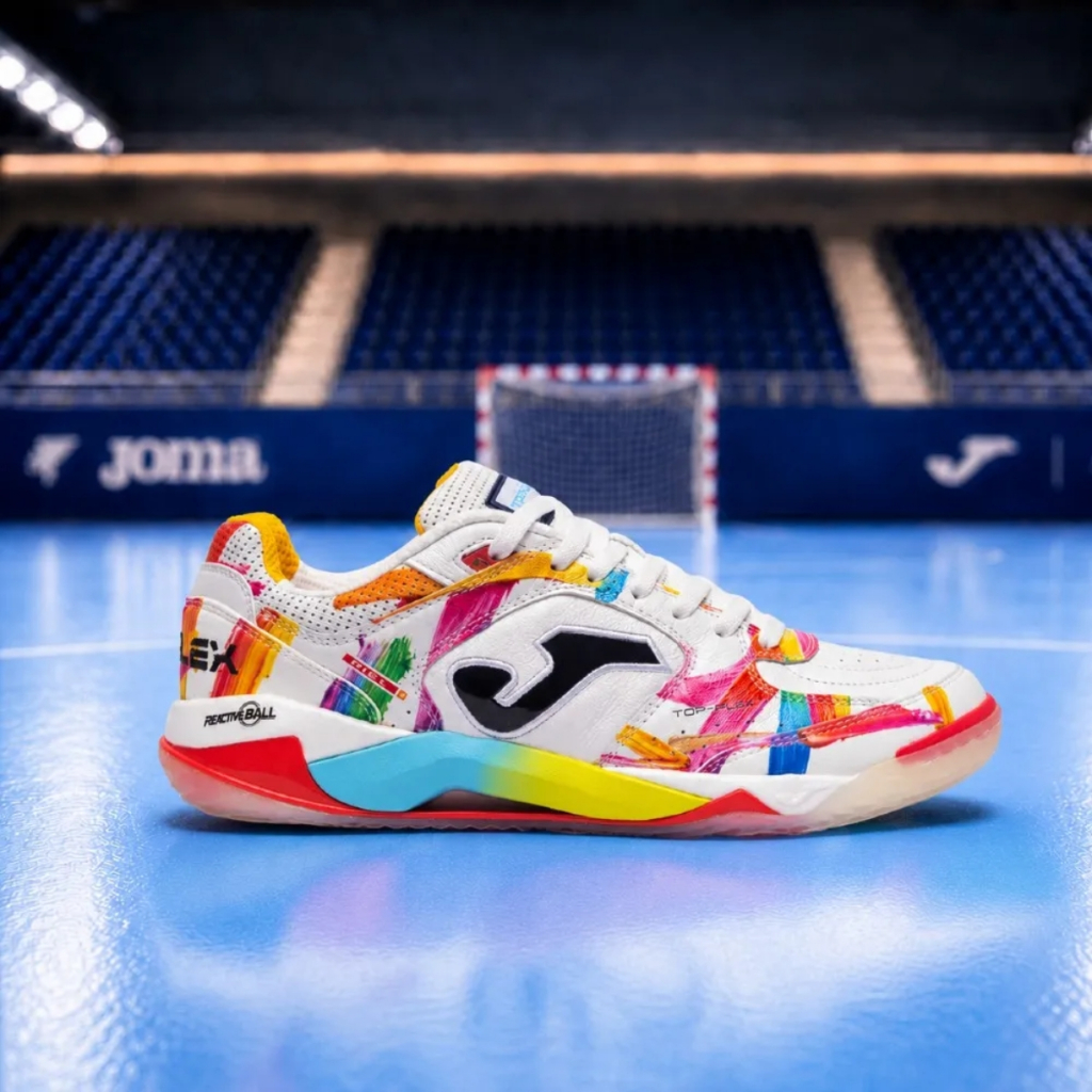 Chuteira Joma Tênis Futsal Top Flex Plus Edição Limitada Graffiti Couro Original Lançamento Profissional