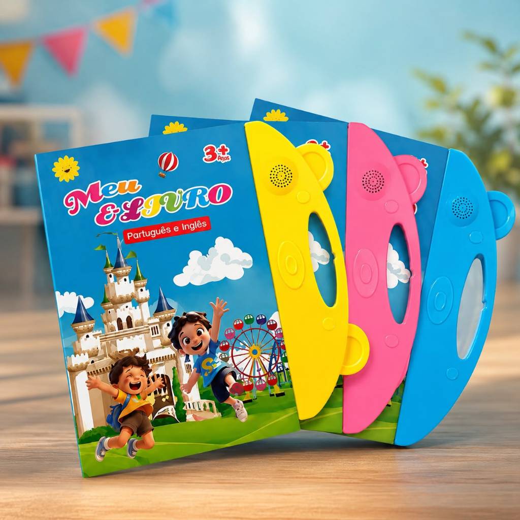 Livro Infantil Bilíngue com Som e Toque Inteligente Brinquedo Educativo para Crianças  Português Inglês Interativo
