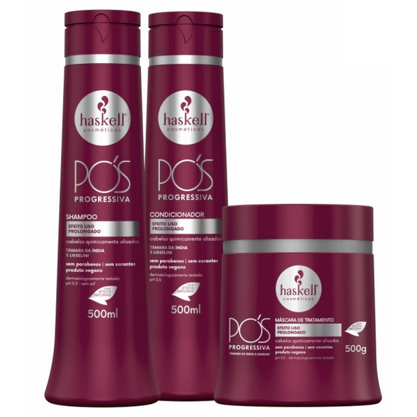 Kit Pós-Progressiva Shampoo Condicionador e Mascara 500ml
