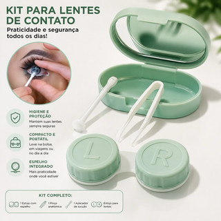 Kit Porta Lentes Sortidos 1 Porta Lentes de Contato Rigida Sortidos Aplicador Ventosa Espelho Pinça