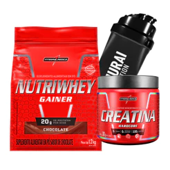 Kit Coqueteleira 600ml + Whey 1,2 Kg + Creatina 300g - Integral Médica
